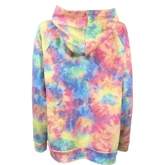 Hot Topic Womens Tie-Dye Pullover Hoodie With Lace-Up Front 2X Multicolor - Picture 2 of 5